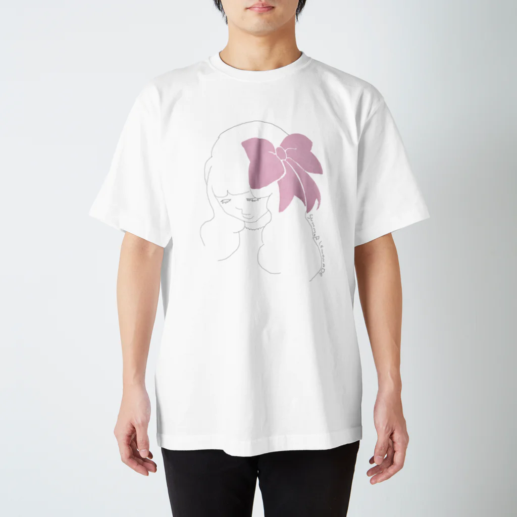 レモンスカッシュの泡のピンクのリボンの子 Regular Fit T-Shirt