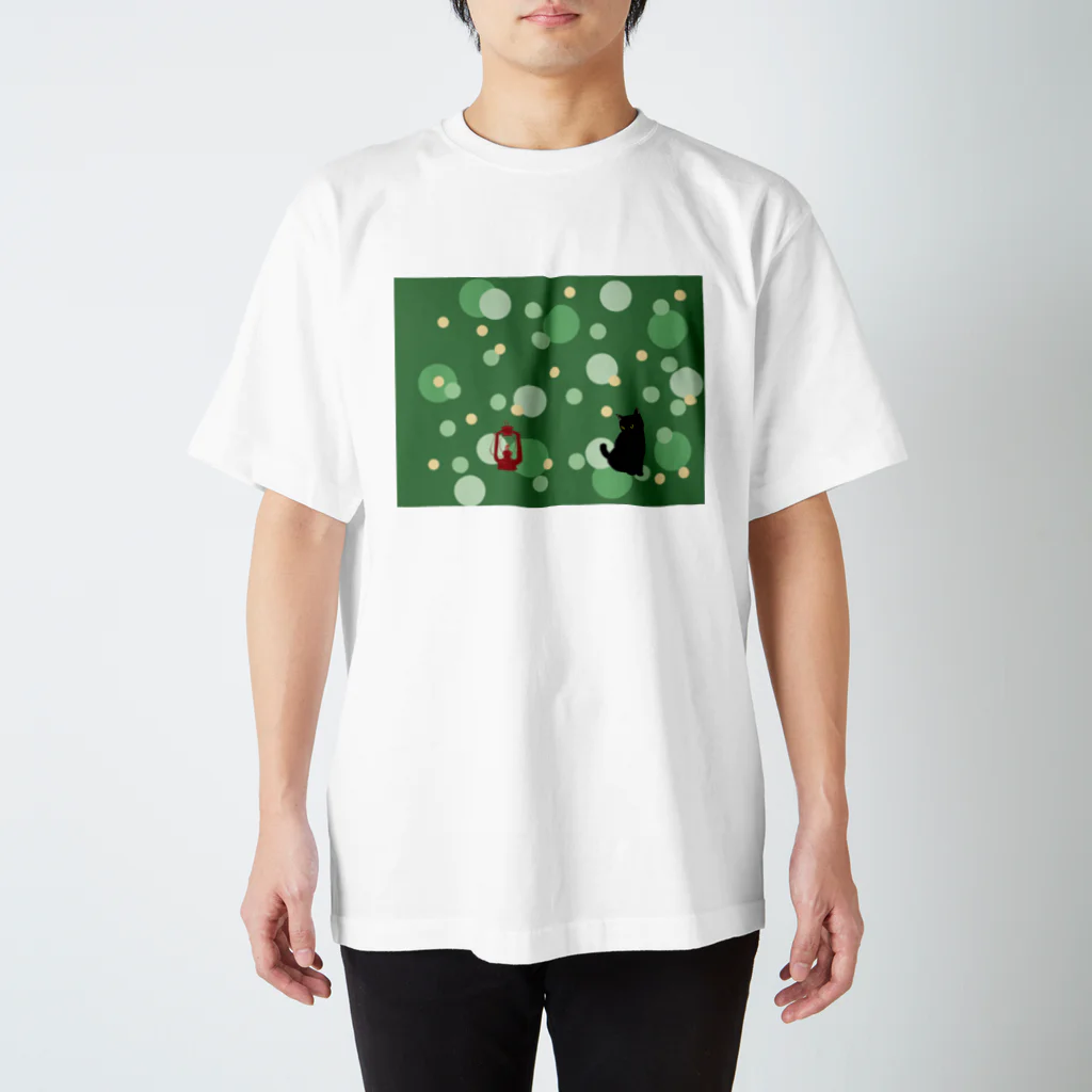 WAMI ARTのネコランタン緑 スタンダードTシャツ