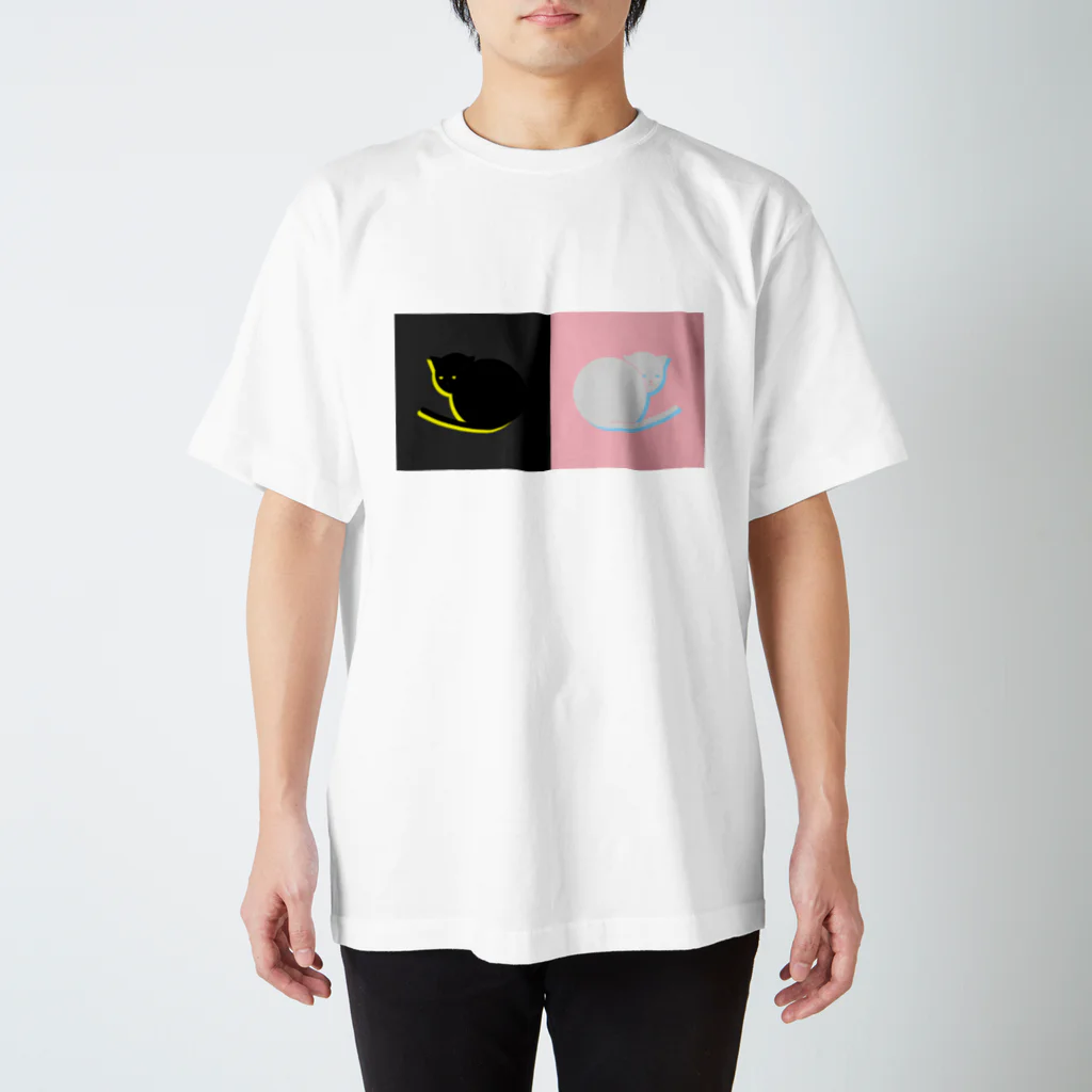 ビタミンB2のまんまるなねこ(黒/白) スタンダードTシャツ