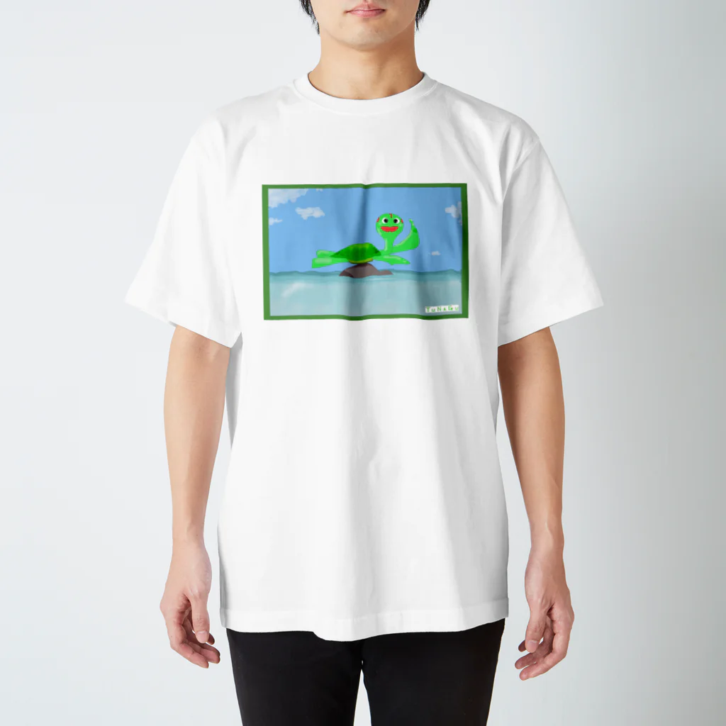 かめんちゅ(亀人)のTUNAGU(アメリカン甲羅干しさわやかお顔ver) スタンダードTシャツ