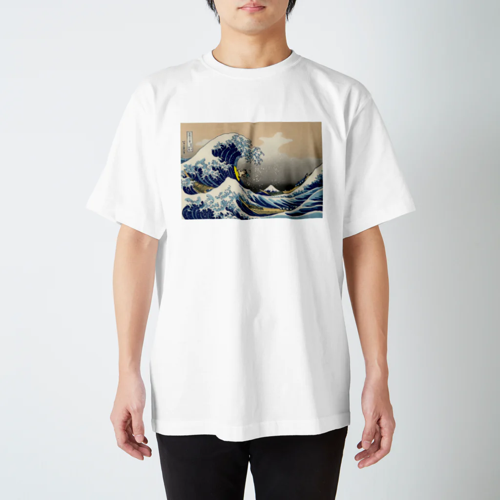 Ritora-Boraluaのサーフィンねこ【富嶽三十六景】 スタンダードTシャツ