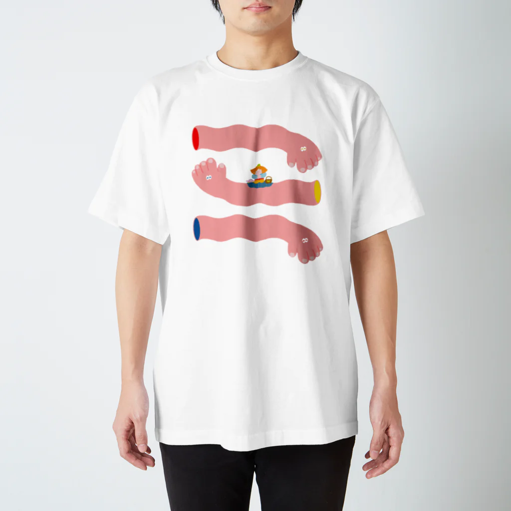 わちゃぽ宇宙人/シマダソラシドの🍙真ん中でピクニック🍙 スタンダードTシャツ