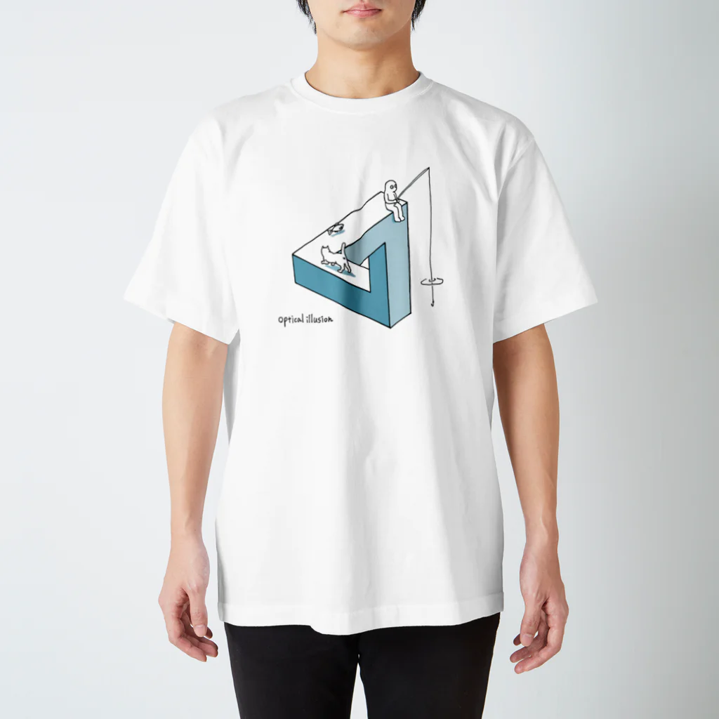 s-drawingの三角形錯視T（ブルー） 티셔츠