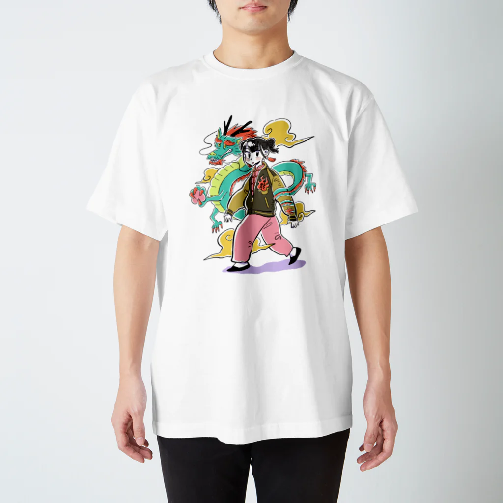 百瀬ガンジィのゴキゲンSHOPのスカジャンチャイナ娘(龍) スタンダードTシャツ