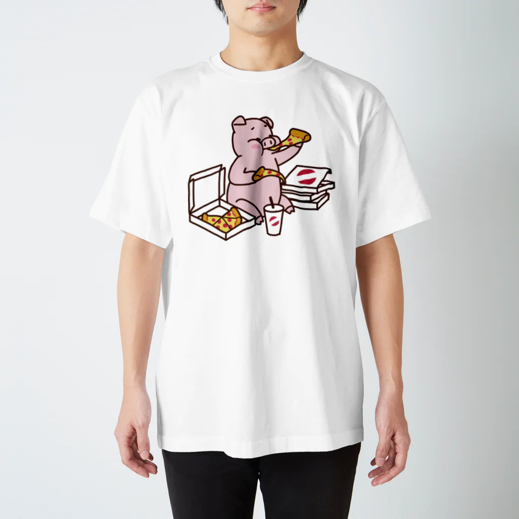 ichomaeのピザを食べるブタ（カラー） Regular Fit T-Shirt
