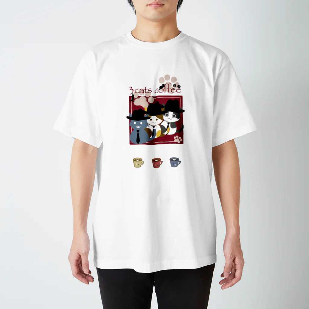 しましまねこ屋の3cats coffee スタンダードTシャツ