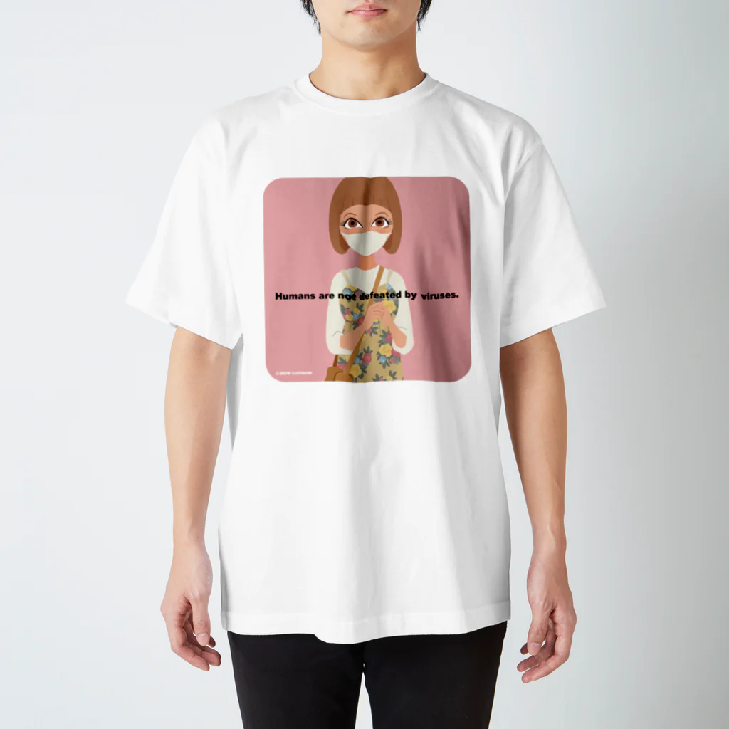 Quatre Illustrationのマスクの女の子01 スタンダードTシャツ