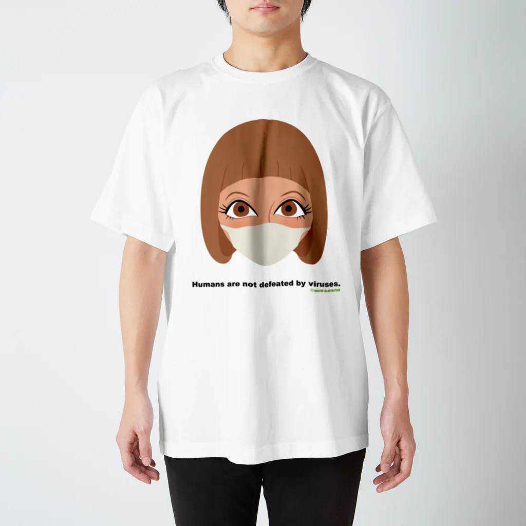 Quatre Illustrationのマスクの女の子02 Regular Fit T-Shirt