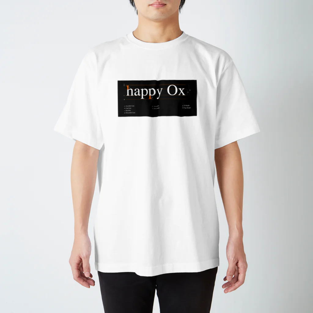 ryo watanabe | 渡辺竜の「happy Ox」タイポグラフィ スタンダードTシャツ