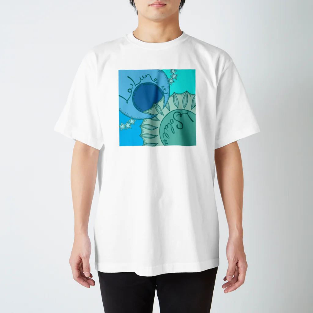 ルナソレオフィシャルグッズの月と太陽-青ver. スタンダードTシャツ