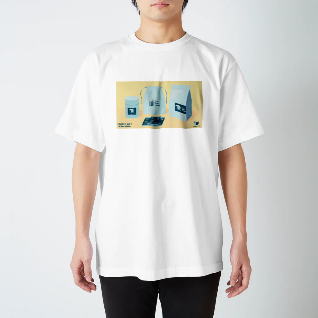 Teal Blue CoffeeのCOFFEE GIFT -Chocolate- YELLOW Ver. Regular Fit T-Shirt