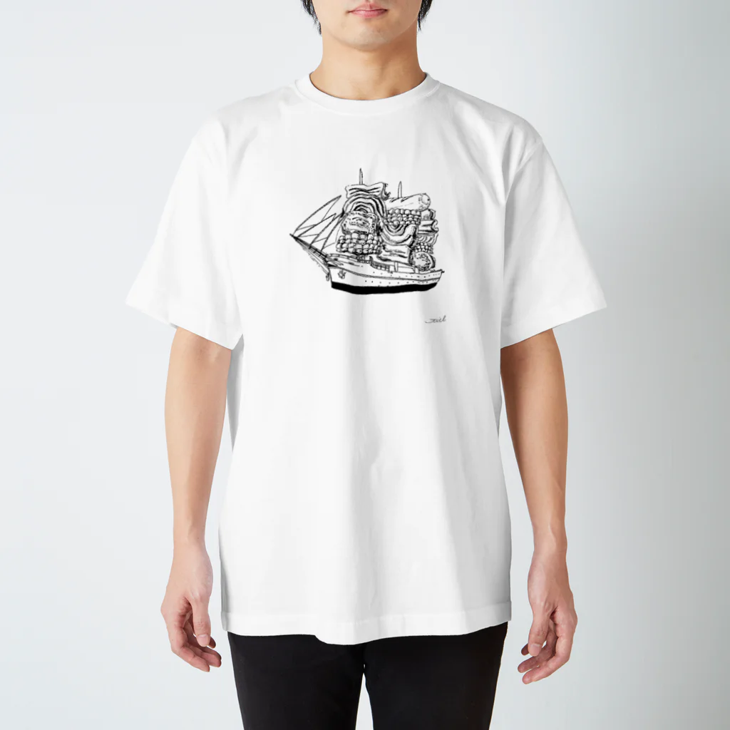 TONNOT illustrationsの帆船・BBQ号 Regular Fit T-Shirt