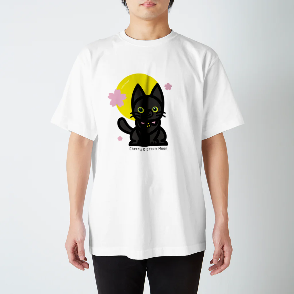 夢見る柴犬のCherry-Blossom-Moon Regular Fit T-Shirt