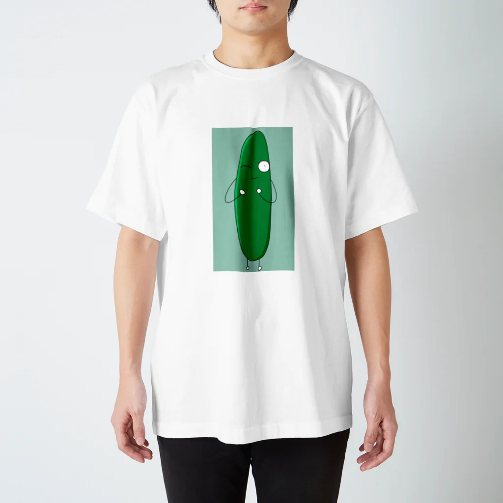 ぽにんじんのきゅうりくんの缶バッジ スタンダードTシャツ