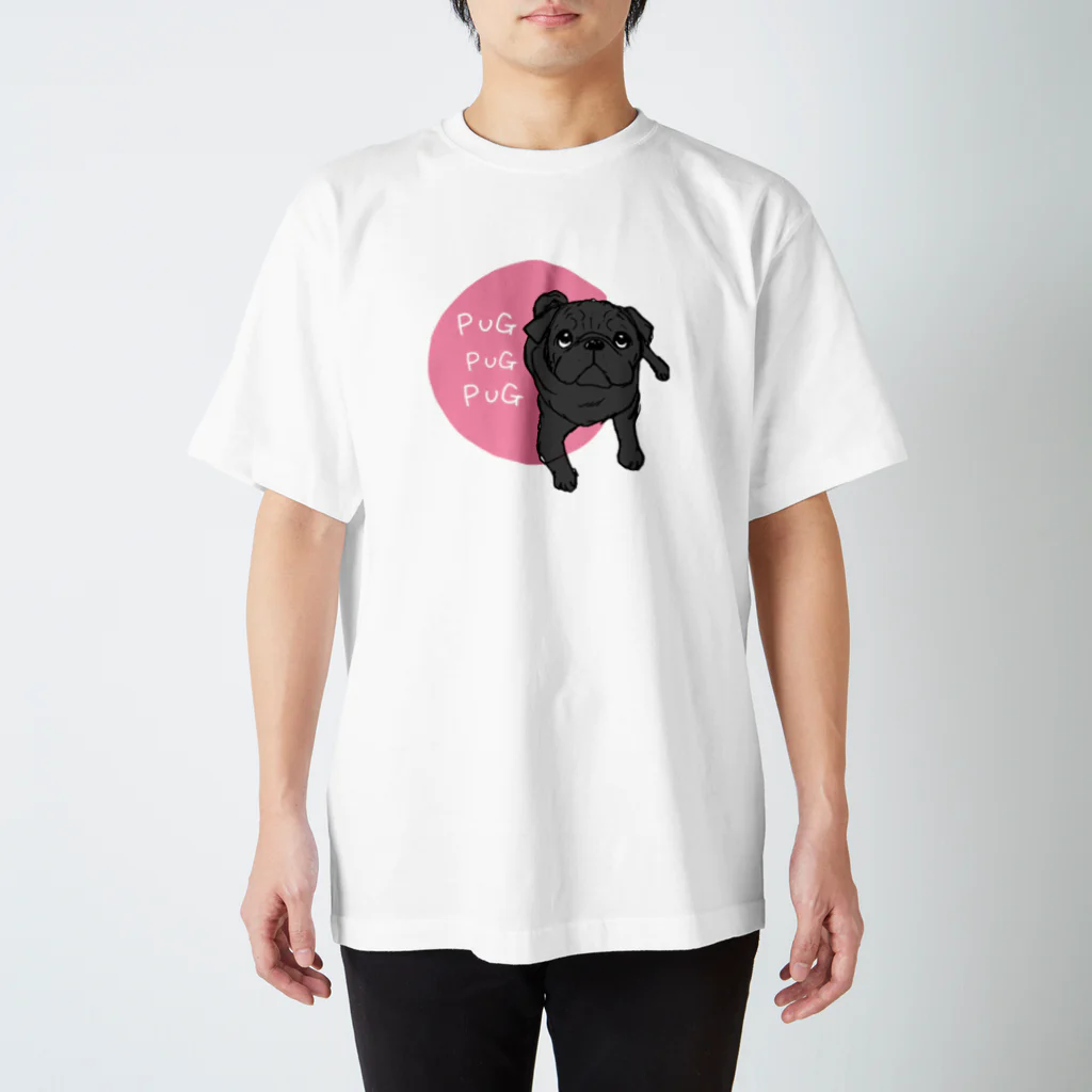 Ayumi HIdakaのPUGPUGPUG 黒パグ✖️ピンク スタンダードTシャツ