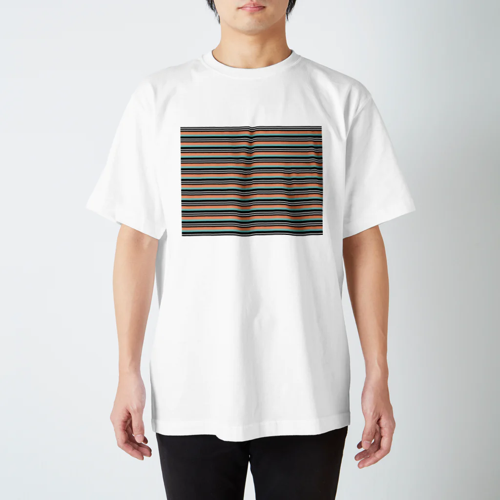 many many stripes.のボーダー水色ピンク スタンダードTシャツ