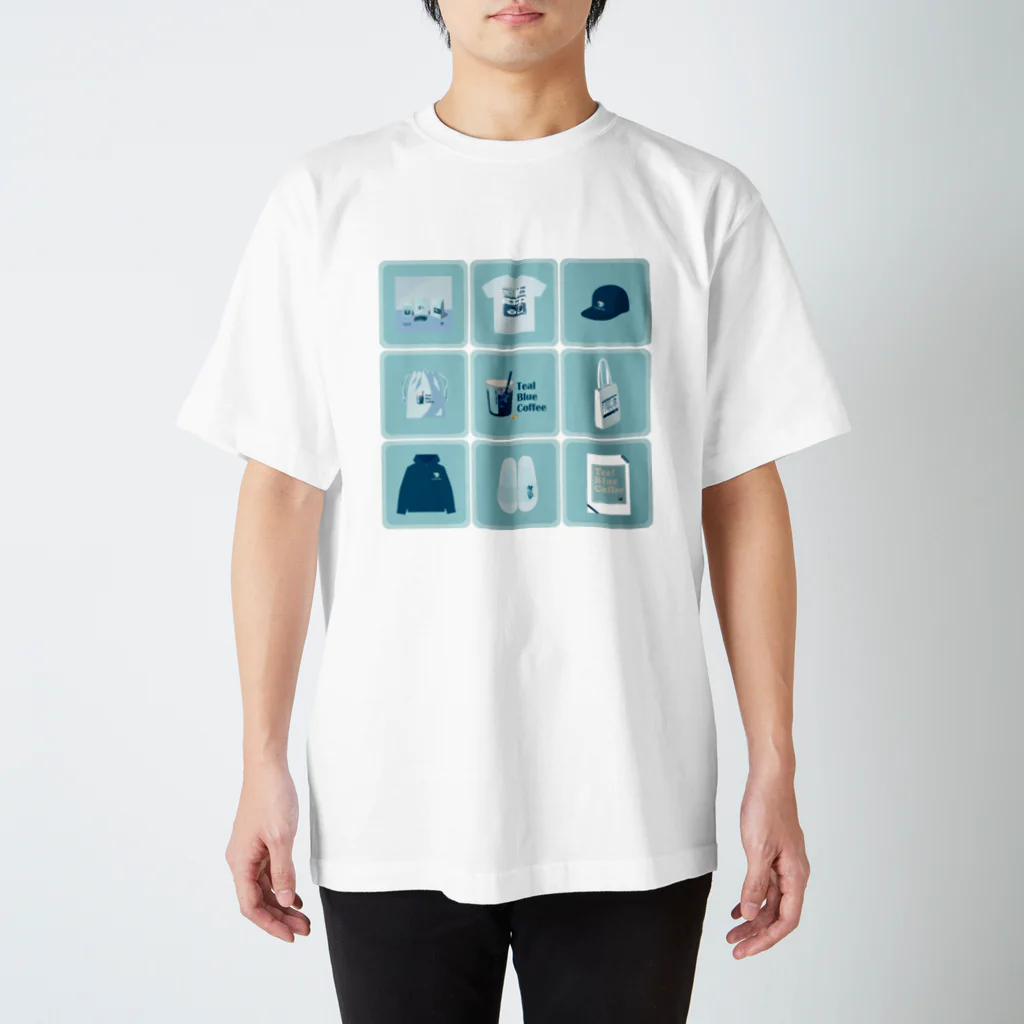 Teal Blue CoffeeのTealBlueItems _Cube BLUE Ver. Regular Fit T-Shirt