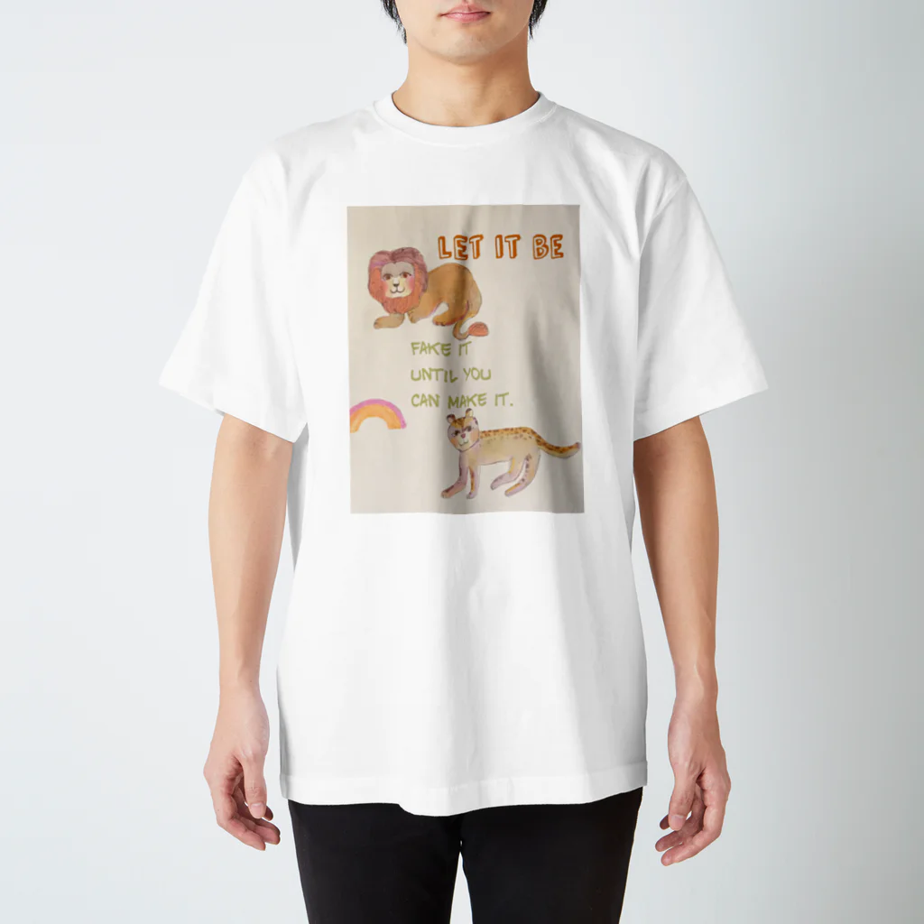 animalingのらいらいおんとひょうひょうと スタンダードTシャツ