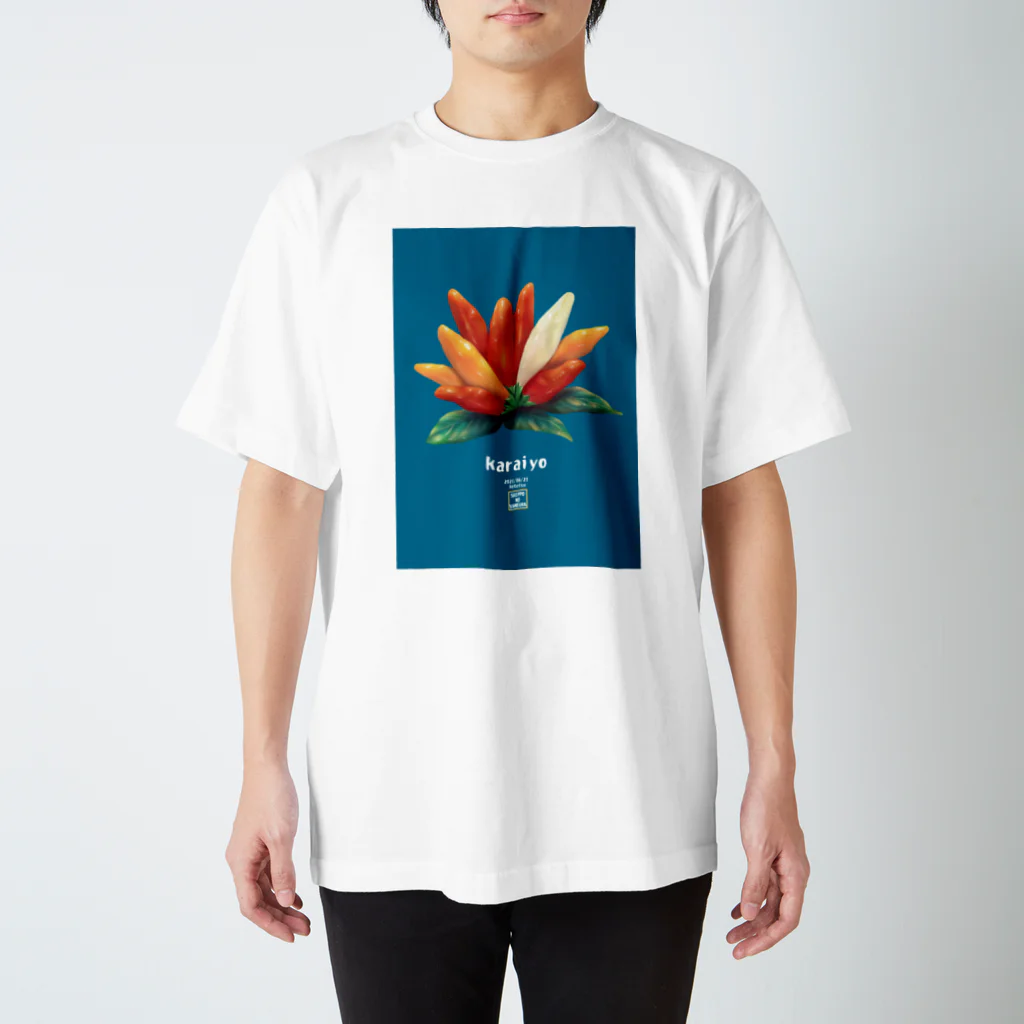 しっぽの屋根裏のからい花・青 Regular Fit T-Shirt