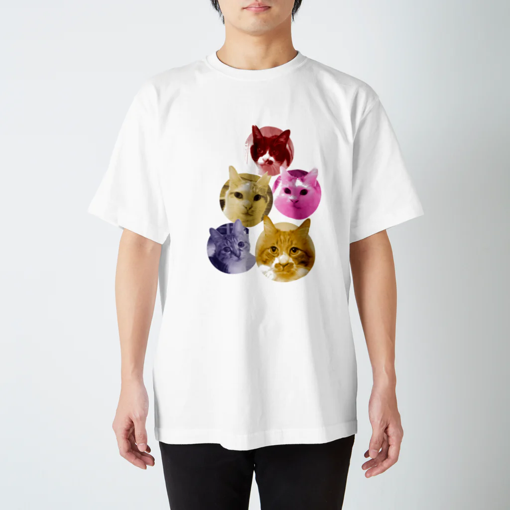 猫沢太陽の５色の猫団子 スタンダードTシャツ