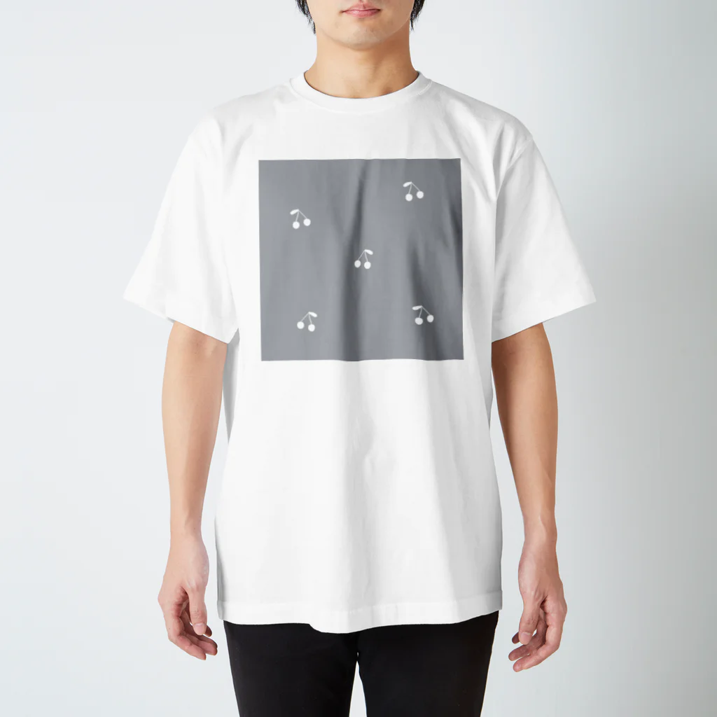 rilybiiのサクランボ柄 グレーブルー Regular Fit T-Shirt