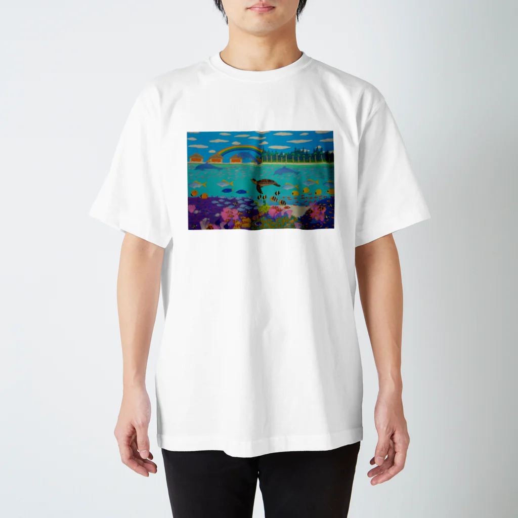 Junie貼り絵グッズのニューカレドニアのサンゴ礁 Regular Fit T-Shirt