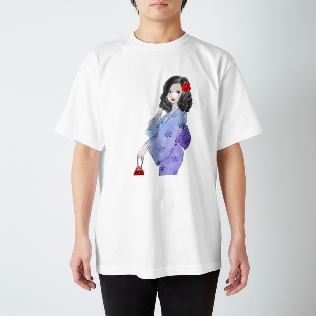 muiko'sのハイビスカスと浴衣 Regular Fit T-Shirt