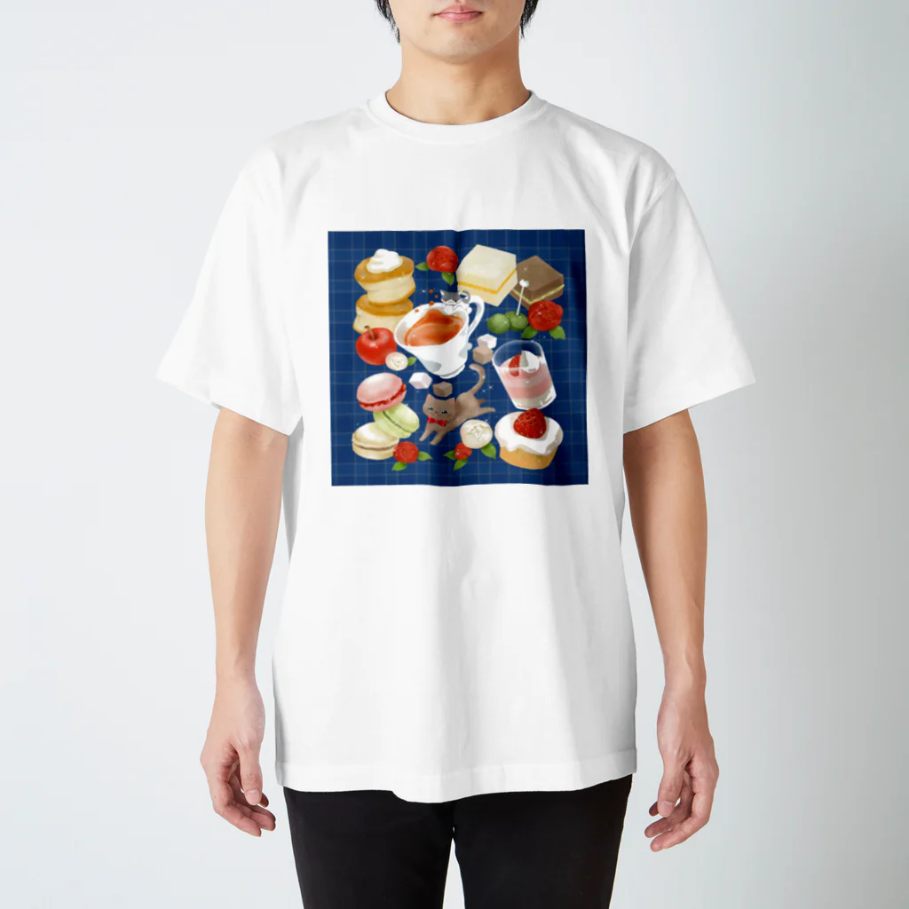 ネコのひたいのニャンコと美味しい時間シリーズ「アフタヌーンティー」 Regular Fit T-Shirt