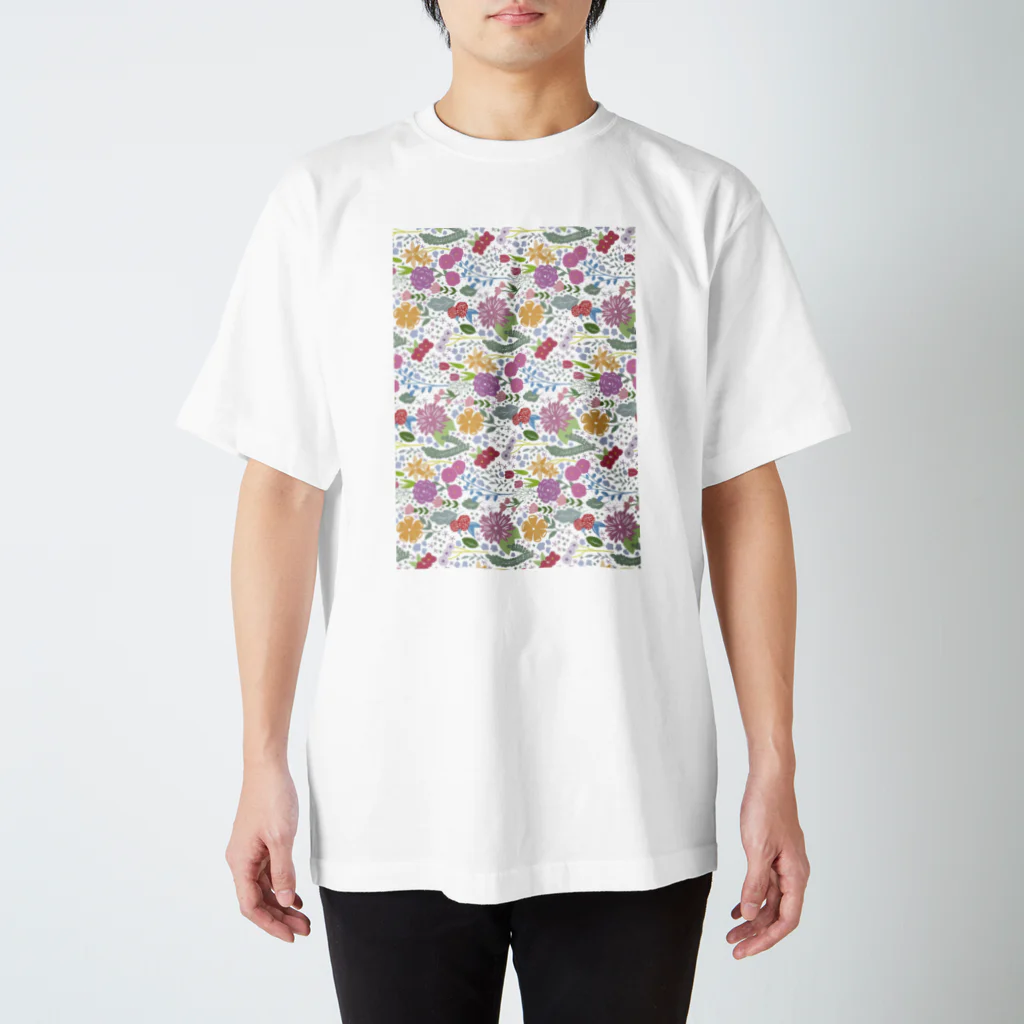 stica patterns.のパステル花畑のパターン スタンダードTシャツ