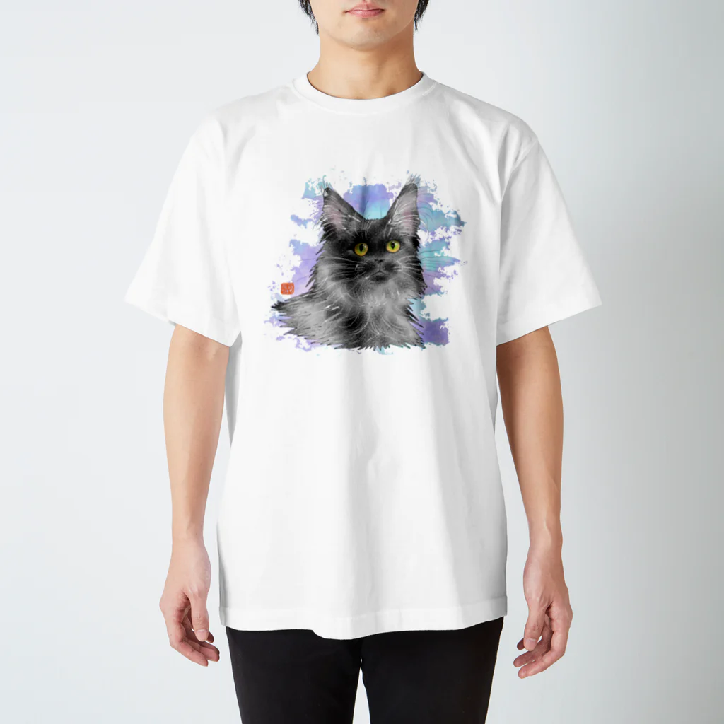 Crazy❤︎for Maincoon 猫🐈‍⬛Love メインクーンに夢中のメインクーン　❤︎ ブラックスモーク スタンダードTシャツ