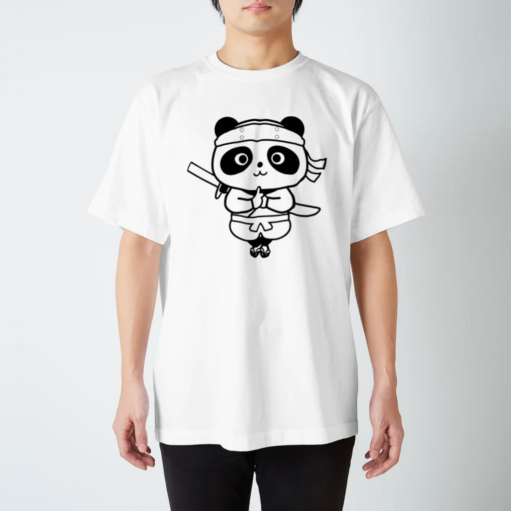 🐼コミックパンダ🐼【オンラインショップ】のパンダくん（モノクロ） スタンダードTシャツ