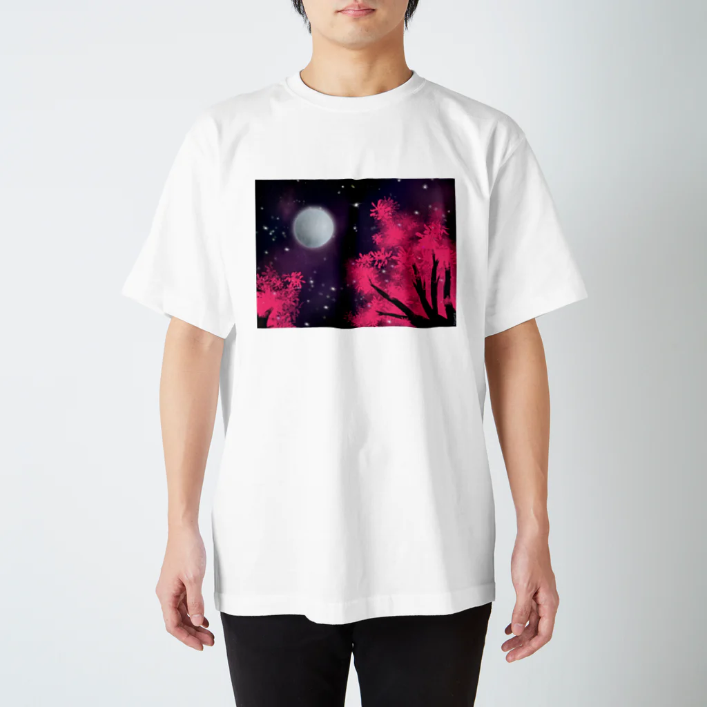 Happy Moon Artの春の夜 Regular Fit T-Shirt