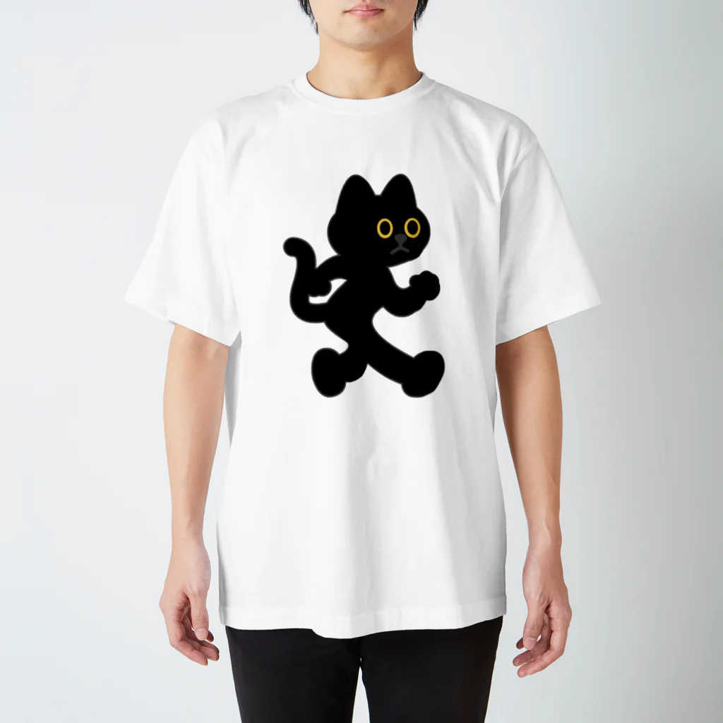 嶌星堂の飛び出し坊や猫 黒猫 スタンダードTシャツ