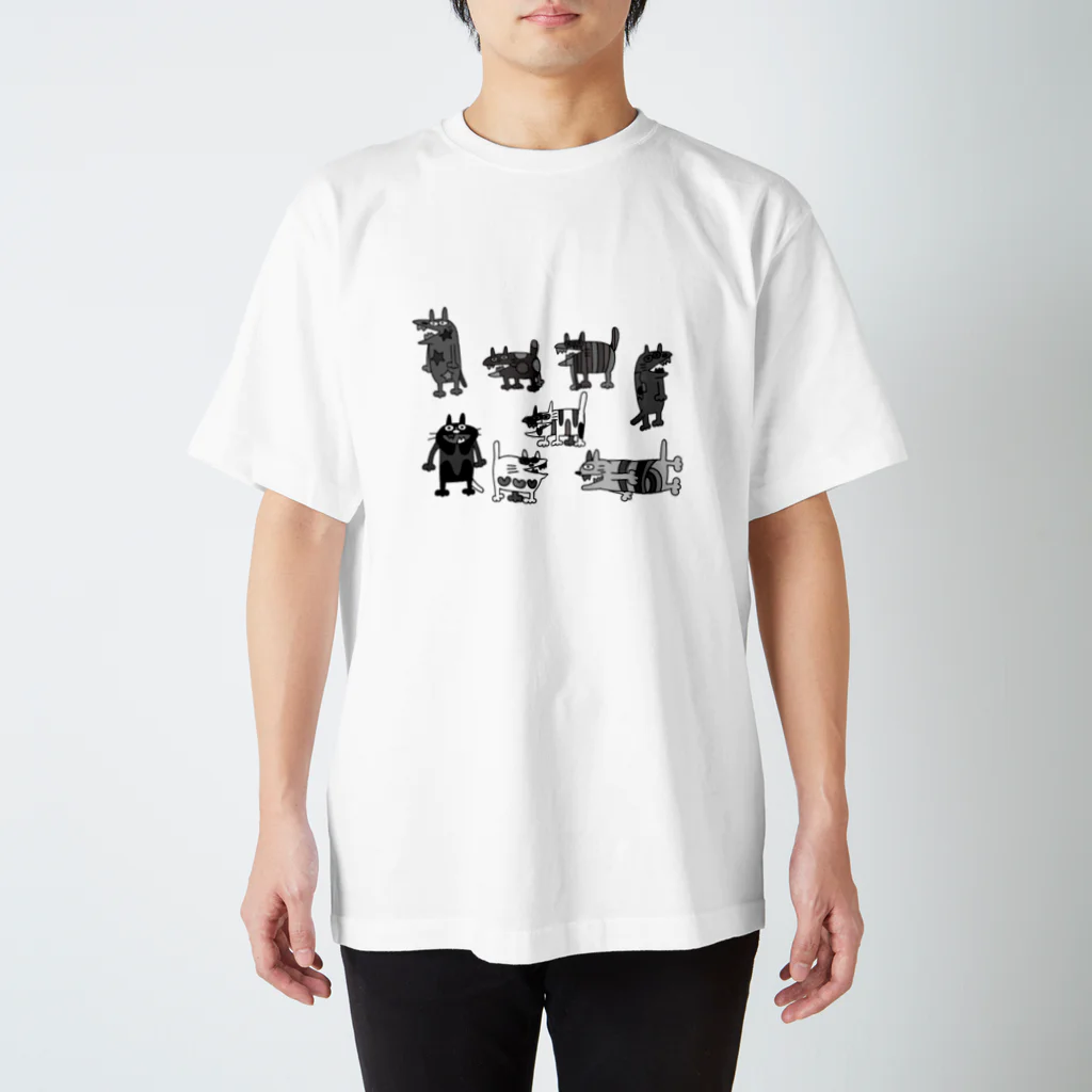 ぴょろりんちょ🐤のモノクロやべえ柄のキテレツねこグッズ Regular Fit T-Shirt