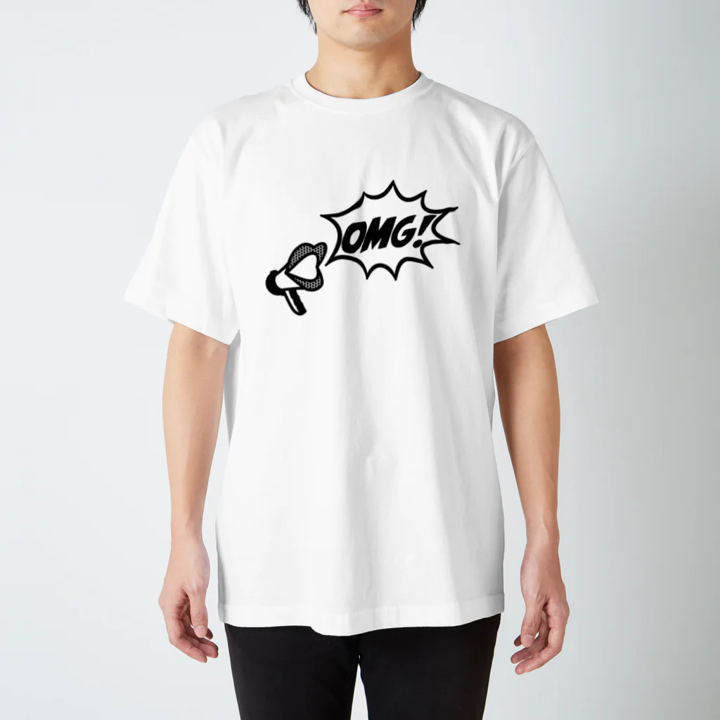 一雫　hitoshizukuのLipMegaphone “OMG!”_BK Regular Fit T-Shirt