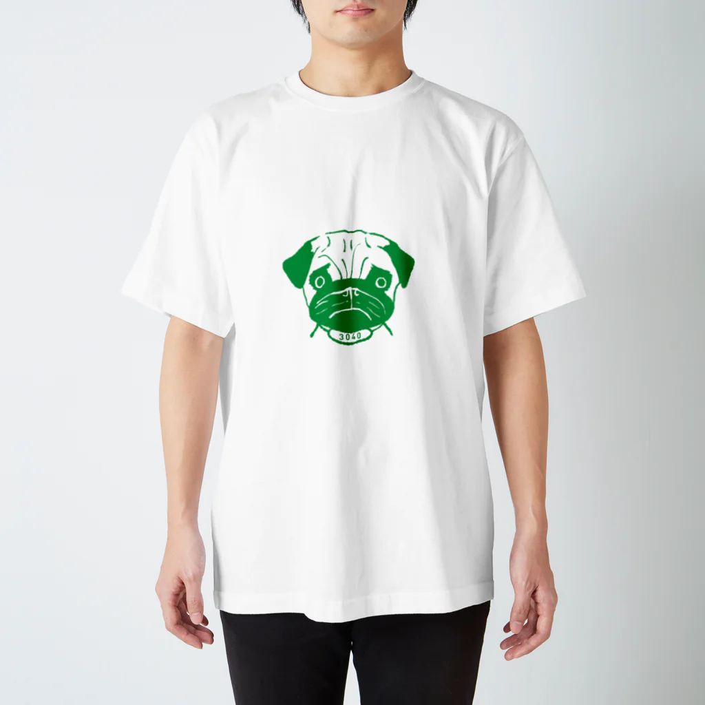 パグ母雑貨店のグリーンパグ3040グッズ スタンダードTシャツ