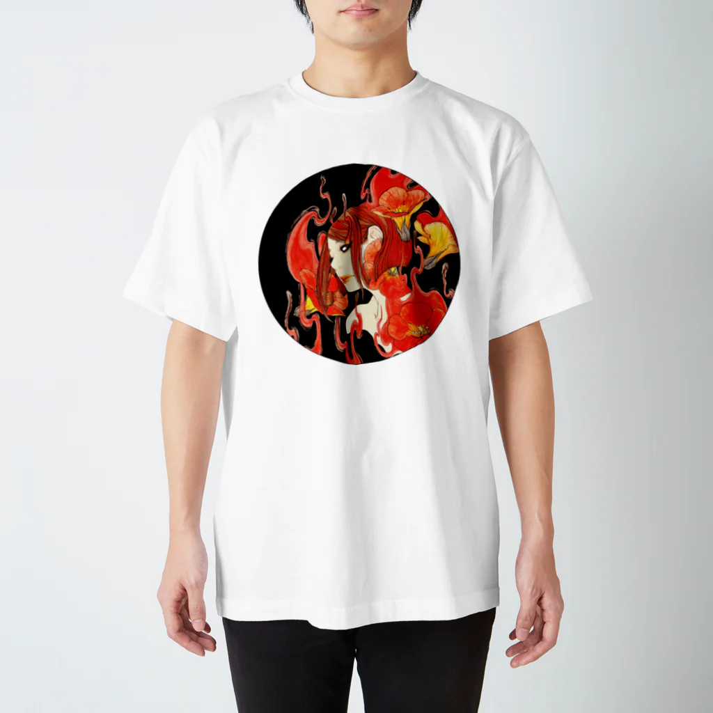 夜舟の凌霄花（ノウゼンカズラ） Regular Fit T-Shirt