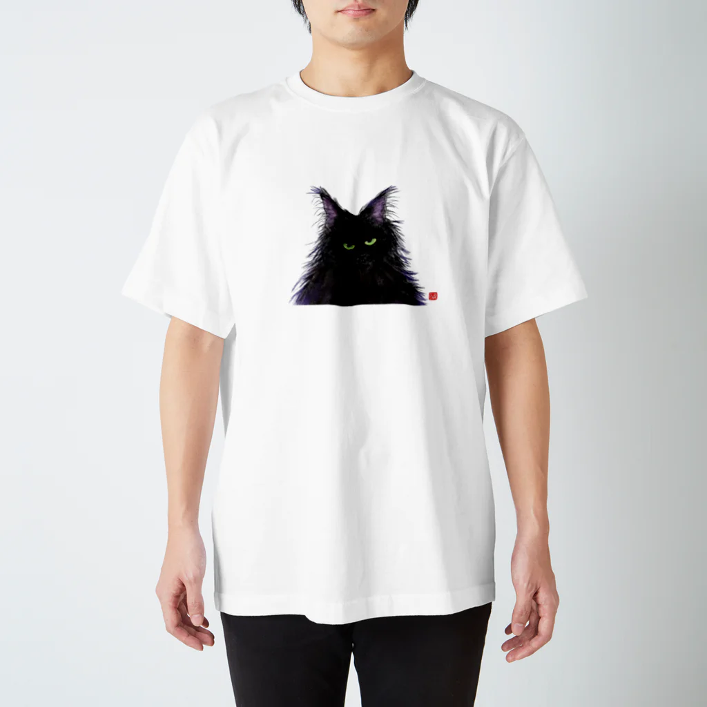 Crazy❤︎for Maincoon 猫🐈‍⬛Love メインクーンに夢中の黒王子　❤︎ メインクーン スタンダードTシャツ