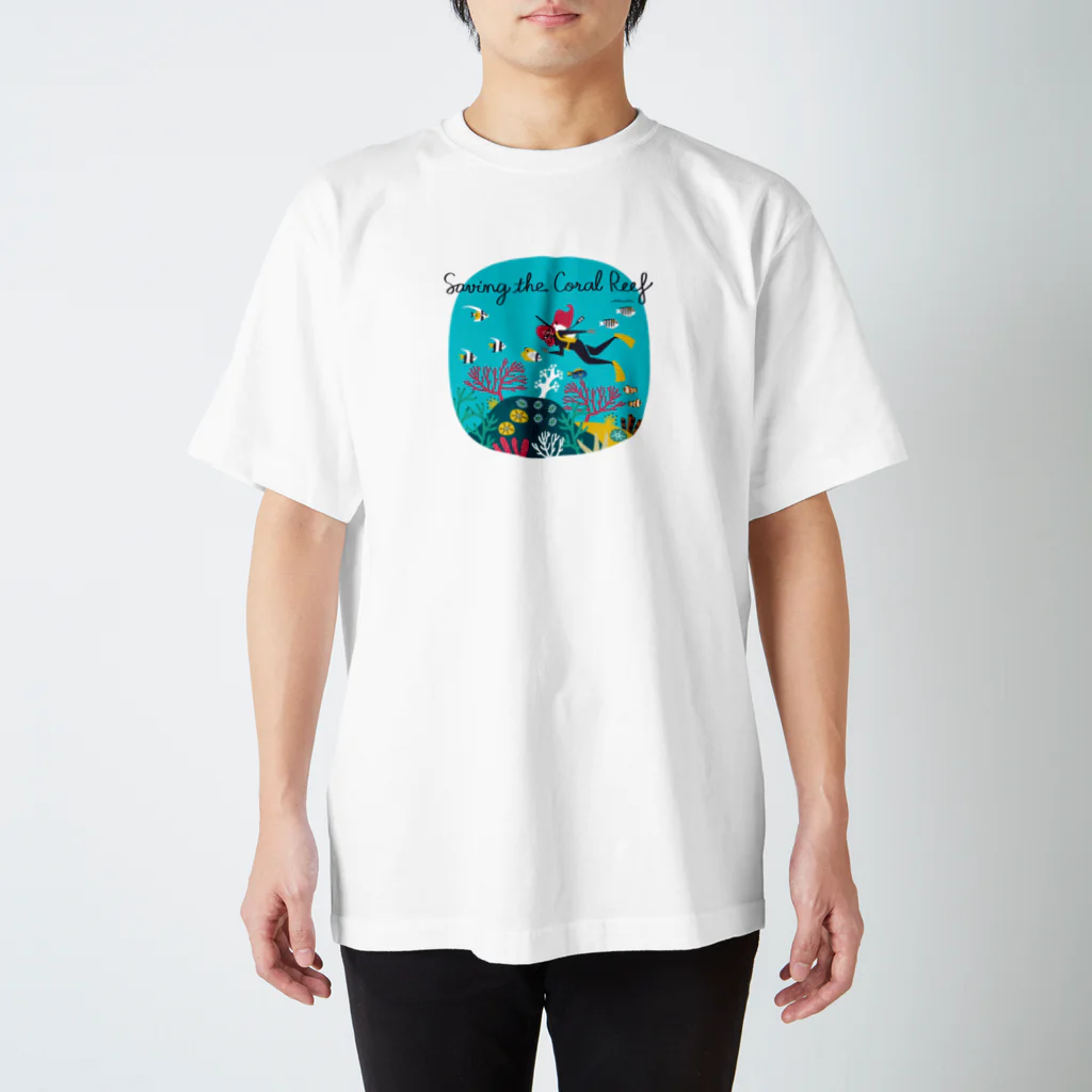 Astrio SUZURI店の珊瑚礁を守ろうガール Regular Fit T-Shirt