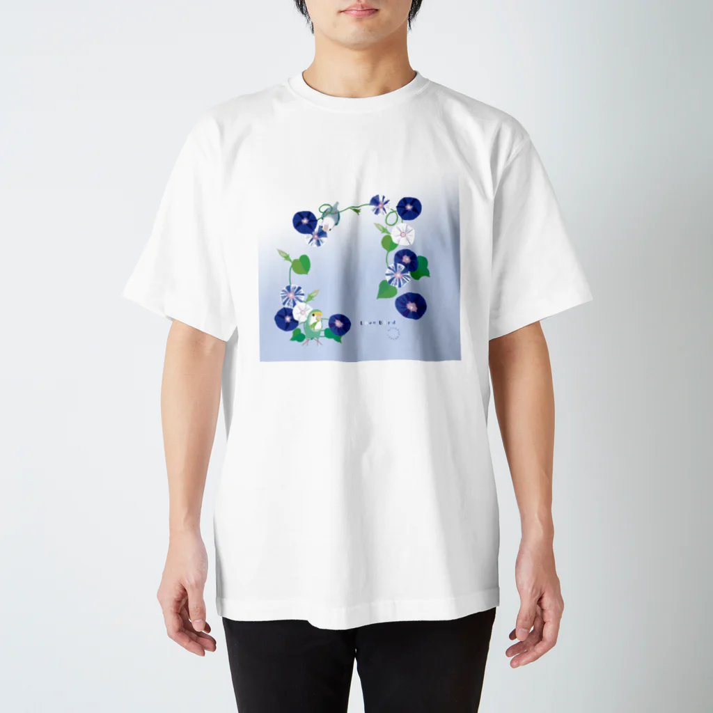 小桜森のラブバと朝顔　（背景グラデーション） Regular Fit T-Shirt