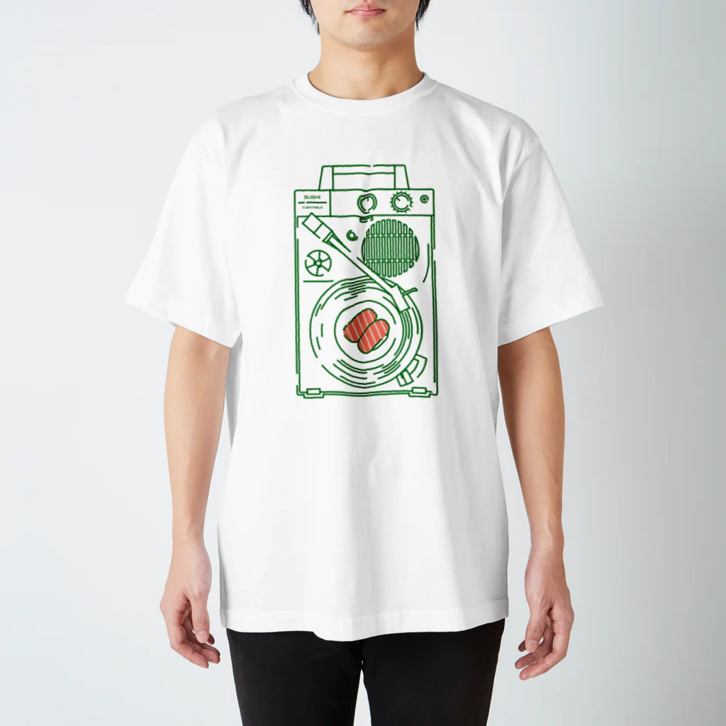 9bdesignのレコードプレーヤーで廻る鮨 スタンダードTシャツ