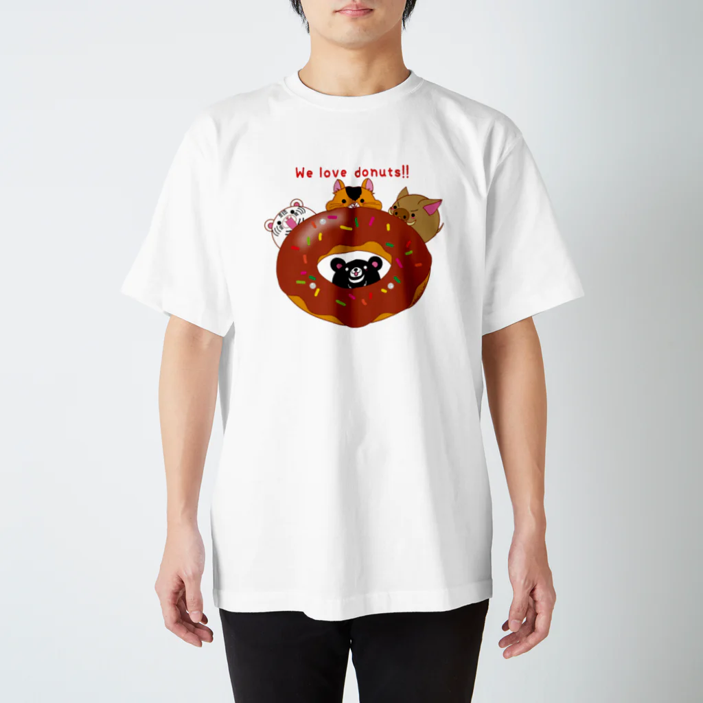 Draw freelyのWe love donuts!!  Regular Fit T-Shirt