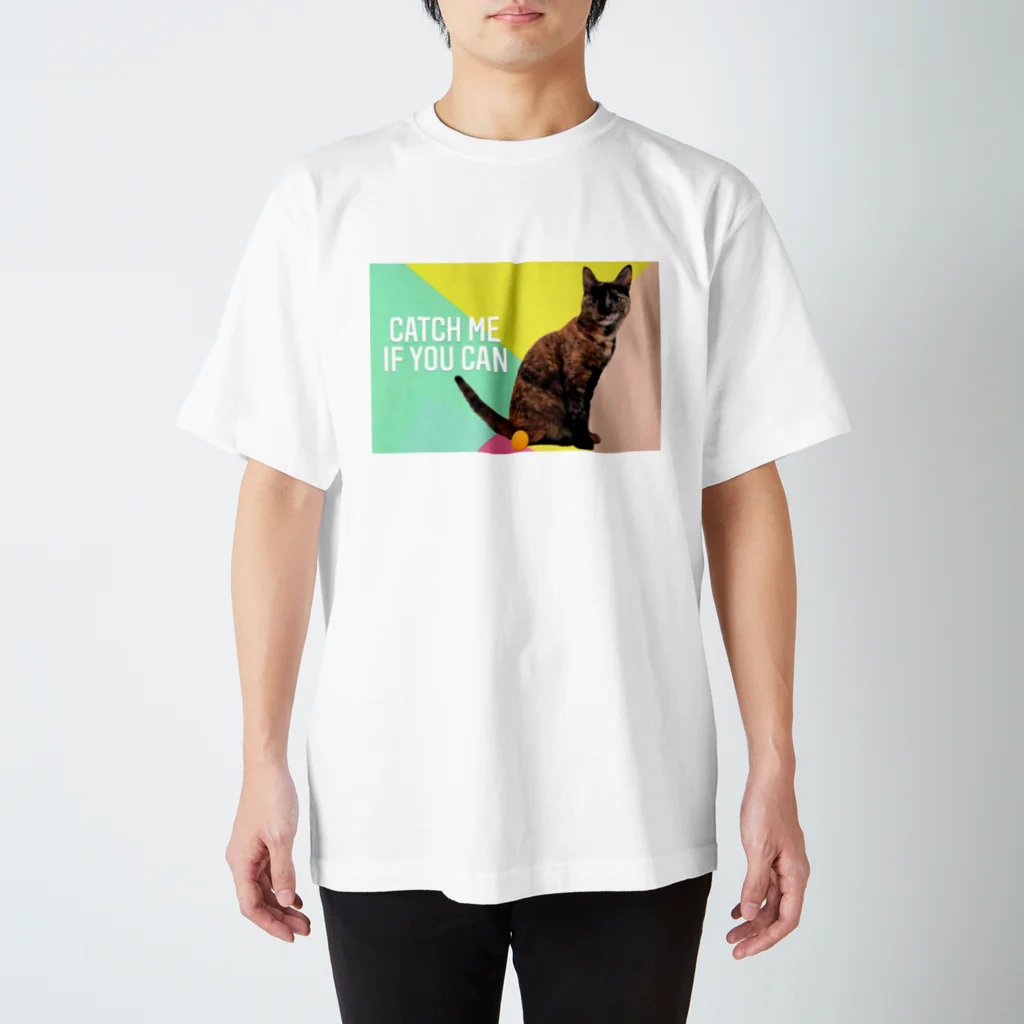 サビ猫あんずのサビ猫あんず catch me if you can  スタンダードTシャツ