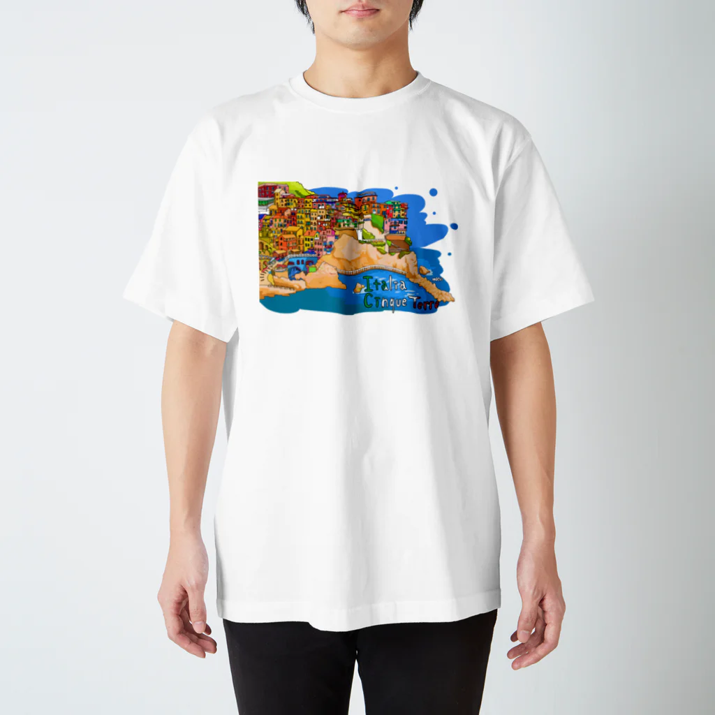 mochi-ゆる絵ショップ‐のイタリアのチンクエ・テッレゆる絵 スタンダードTシャツ