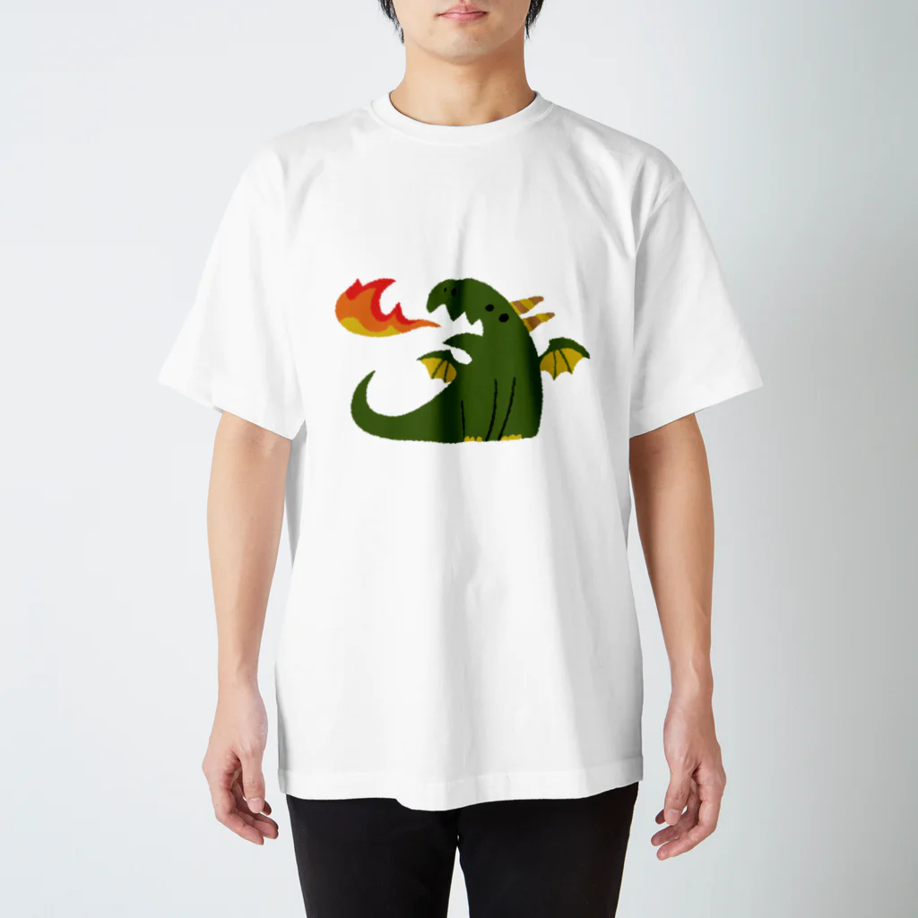 ハチノショップ　スズリ店の火をふくドラゴン スタンダードTシャツ