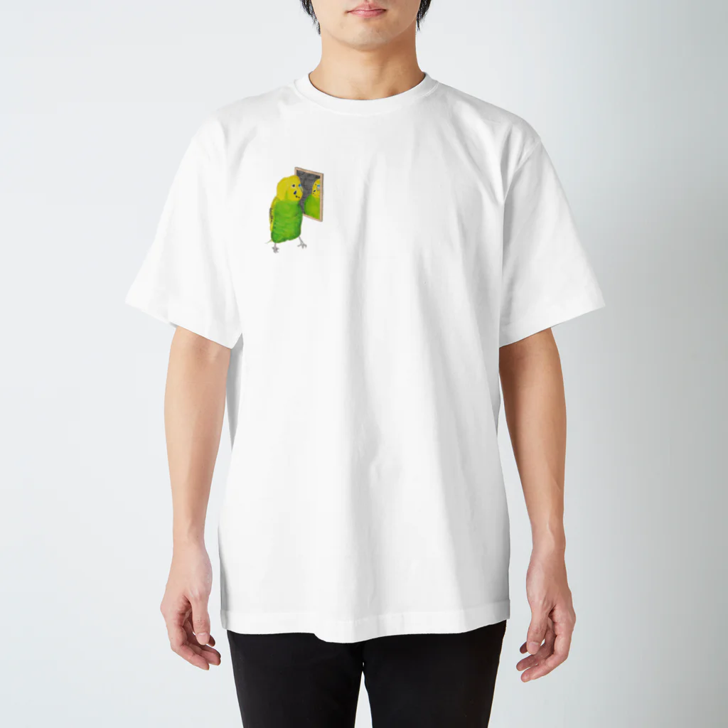 森図鑑の[森図鑑]セキセイインコと鏡 Regular Fit T-Shirt