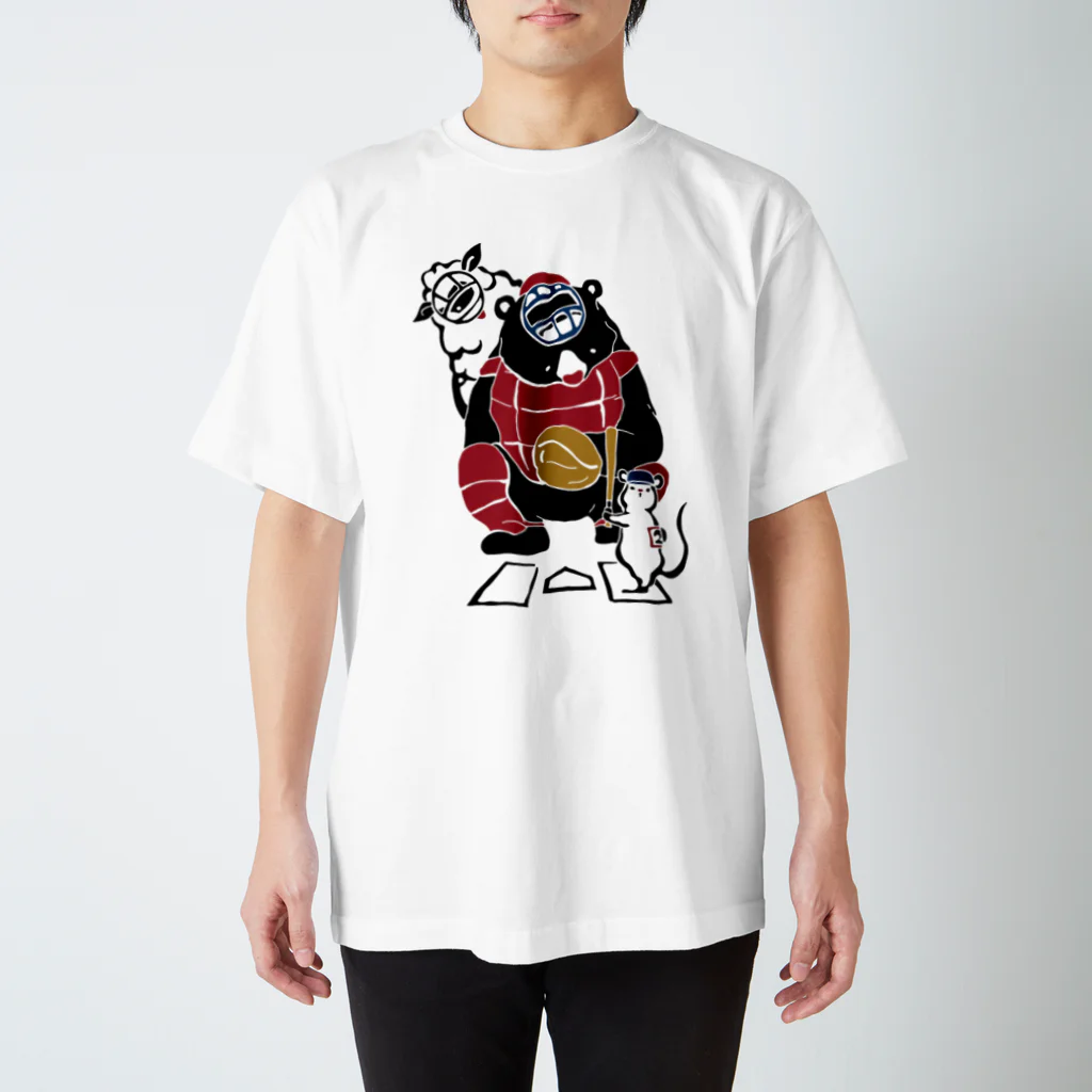 動物たちの日常の野球　base ball スタンダードTシャツ