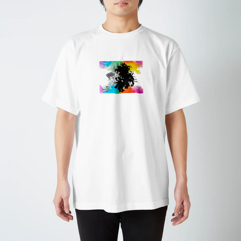 紅空月(kouzuki)designの金魚花_colorful スタンダードTシャツ