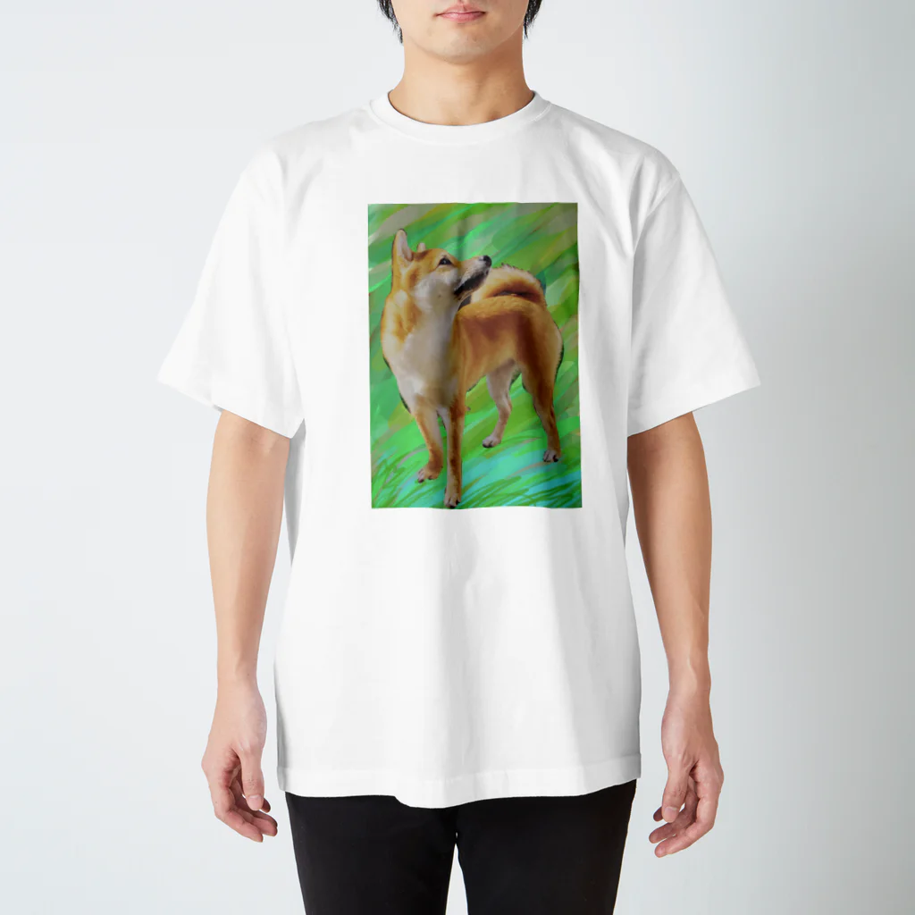 柴犬non-foxの草原の豆柴 Regular Fit T-Shirt