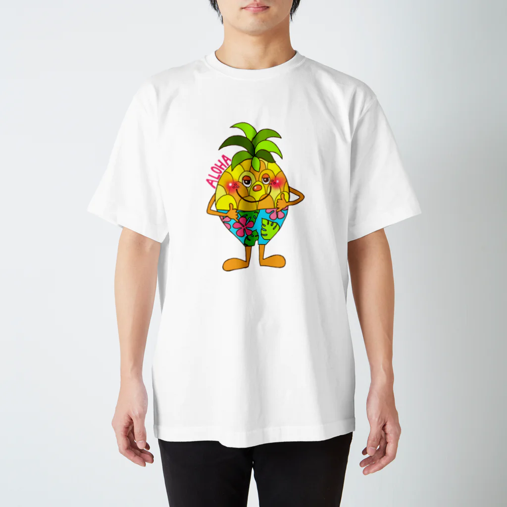 2525aloha_xoxo_hawaiiのALOHA(Ü)Pineapple♡Boy Regular Fit T-Shirt